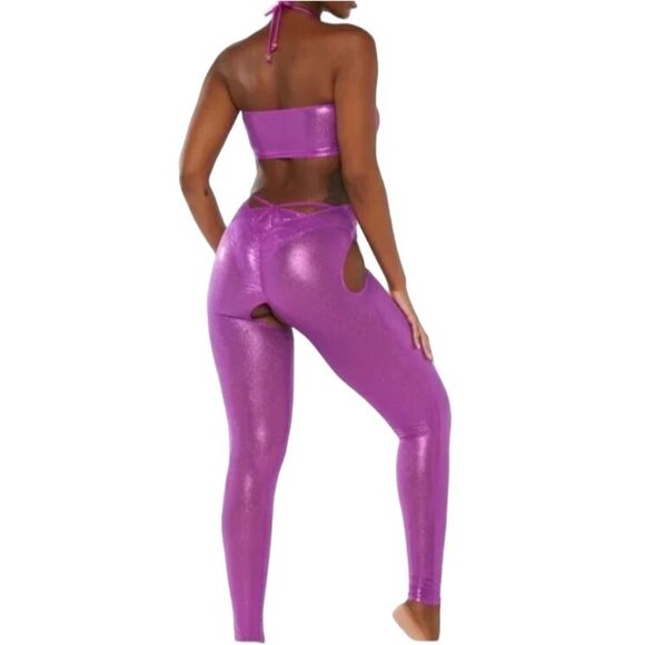 Savage X Fenty Gathered Mesh Crotchless Catsuit Purple Flirty Size 2X NEW - Picture 3 of 5